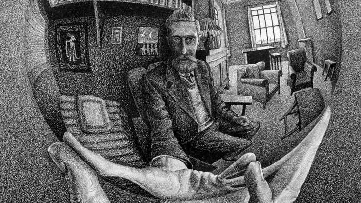 Escher Mano con sfera riflettente